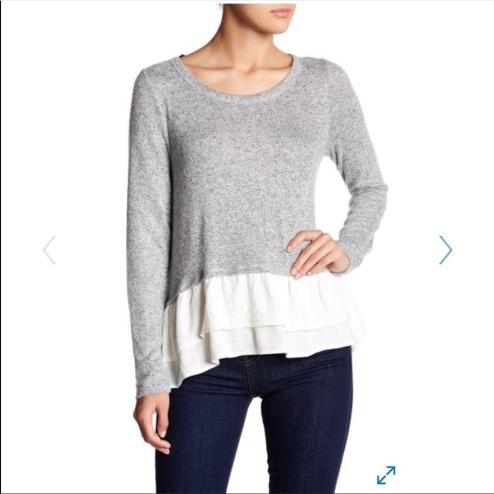 Gray sweater with ruffled bottom